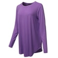 thumbnail image 2 of A2Y Women's Premium Solid Long Sleeve Round Hem Crew Neck Top Shirt Purple S, 2 of 7