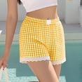 thumbnail image 5 of Ymauqau Boxer Shorts for Women Elastic High Waisted Lace Hem Plaid Pajama Shorts Casual Beach Shorts with Pockets, 5 of 5