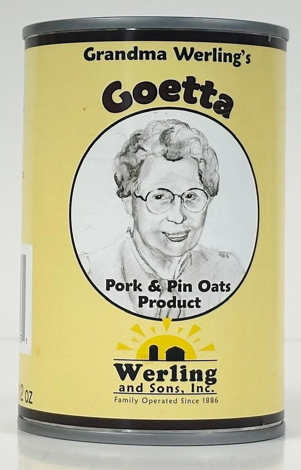 (Pack of 12) Werling & Sons Grandma Werling’s Goetta 14.5 Oz Canned Food Fully Cooked Pork & Pin Oats Traditional German Style Canned Meat Shelf Stable for Emergency Storage, Camping & Quick Meals