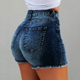 thumbnail image 3 of Womens Ripped Jeans Shorts 2025 Summer Ladies Solid Denim Fringed Ripped High Rise Denim Pants Baggy Dressy Casual Womens Jorts S-5XL, 3 of 3