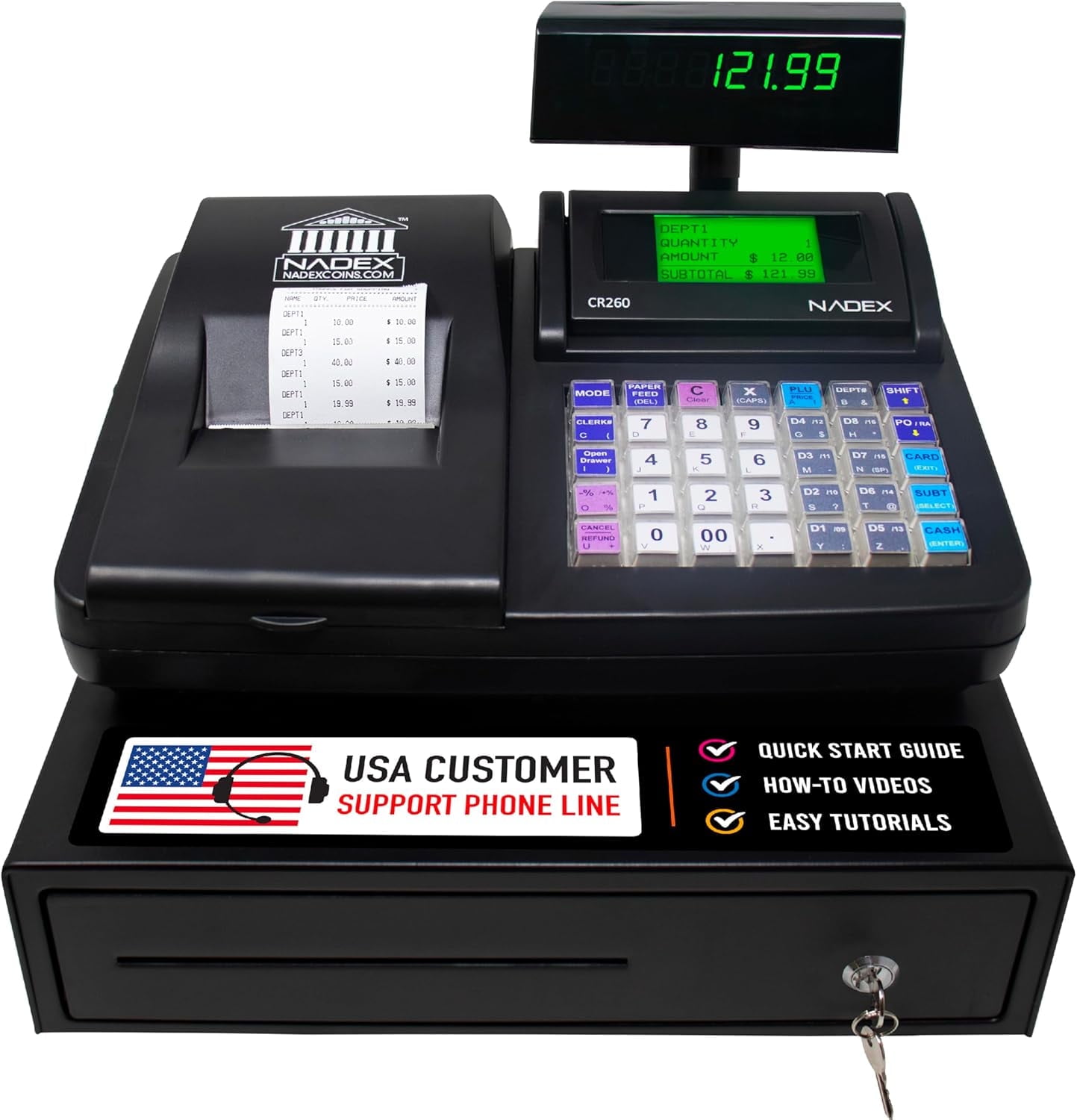 Nadex CR360 Cash Register, 4700 Lookups 50 Dept 50 Clerks, Quick