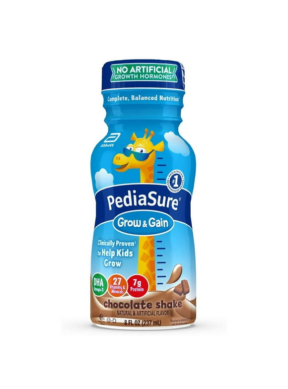 PediaSure Grow & Gain with Immune Support, Kids Protein Shake, 7g Protein, Chocolate 8-fl-oz Bottle, 6 Count