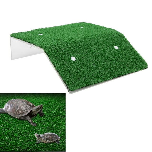 Plataforma para Tomar el Sol Para Reptiles, Plataforma para Acuario, Rampa, Muelle, DecorAció Flotante con césped Verde Artificial, Escalera para animal