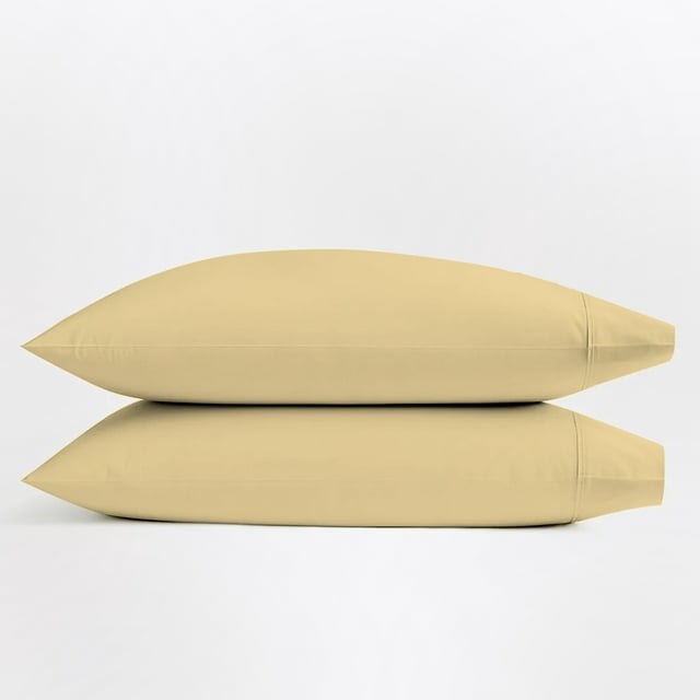 Purity Home 100% Cotton King Percale Pillowcases, 400 Thread Count Breathable, Super Soft, Cool & Crisp, 2-Piece, Yellow