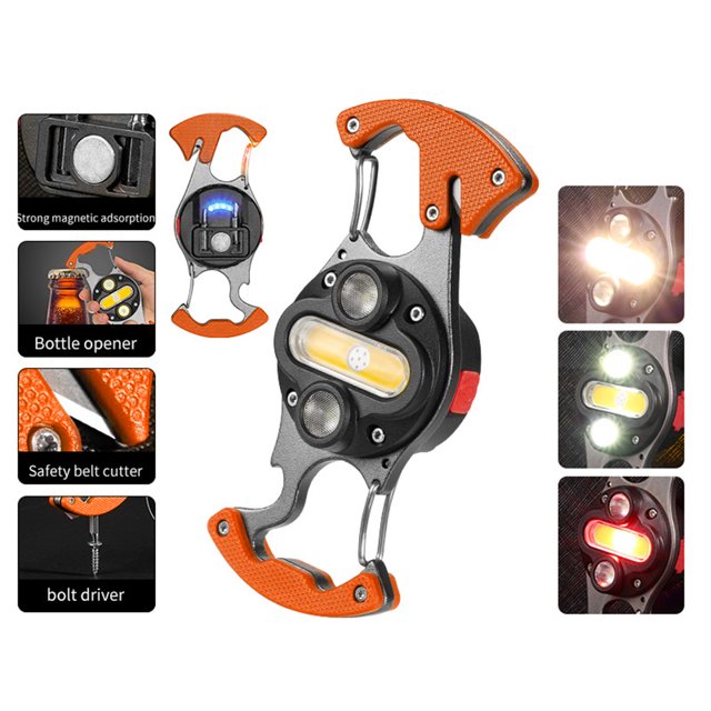 Luz De Trabajo Luz De Trabajo Lámpara Luz de trabajo COB portátil Mini llavero Linterna Camping Abrebotellas Luz LED