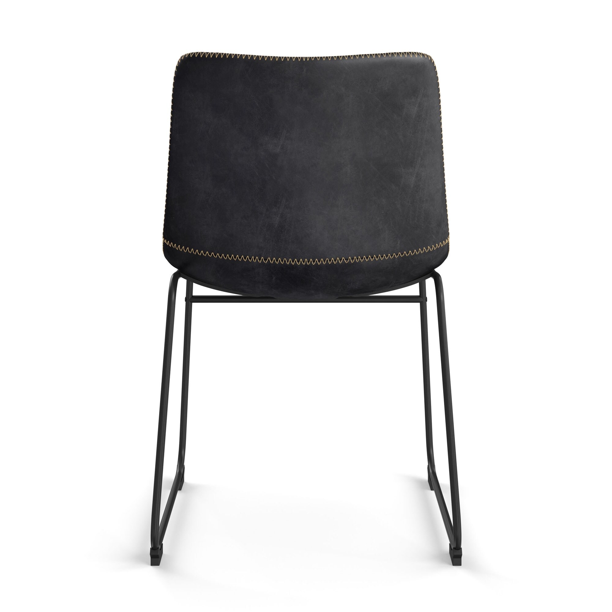 Petra Vegan Leather Side Chairs with Black Legs (Set of 2) Black / Black Legs