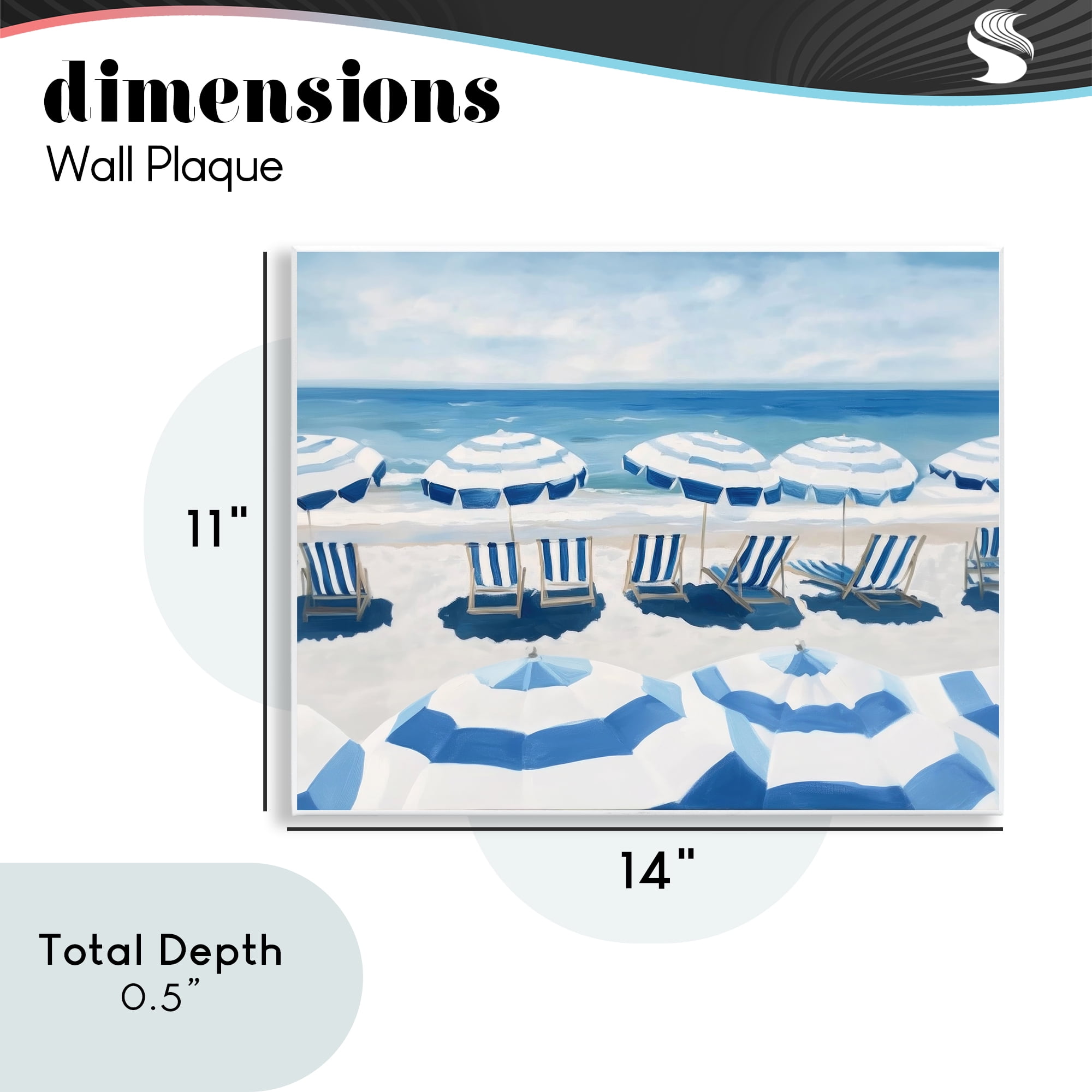 Stupell Industries Beach Nice Blue Striped Umbrellas Wall Plaque Art, design by Sisi and Seb