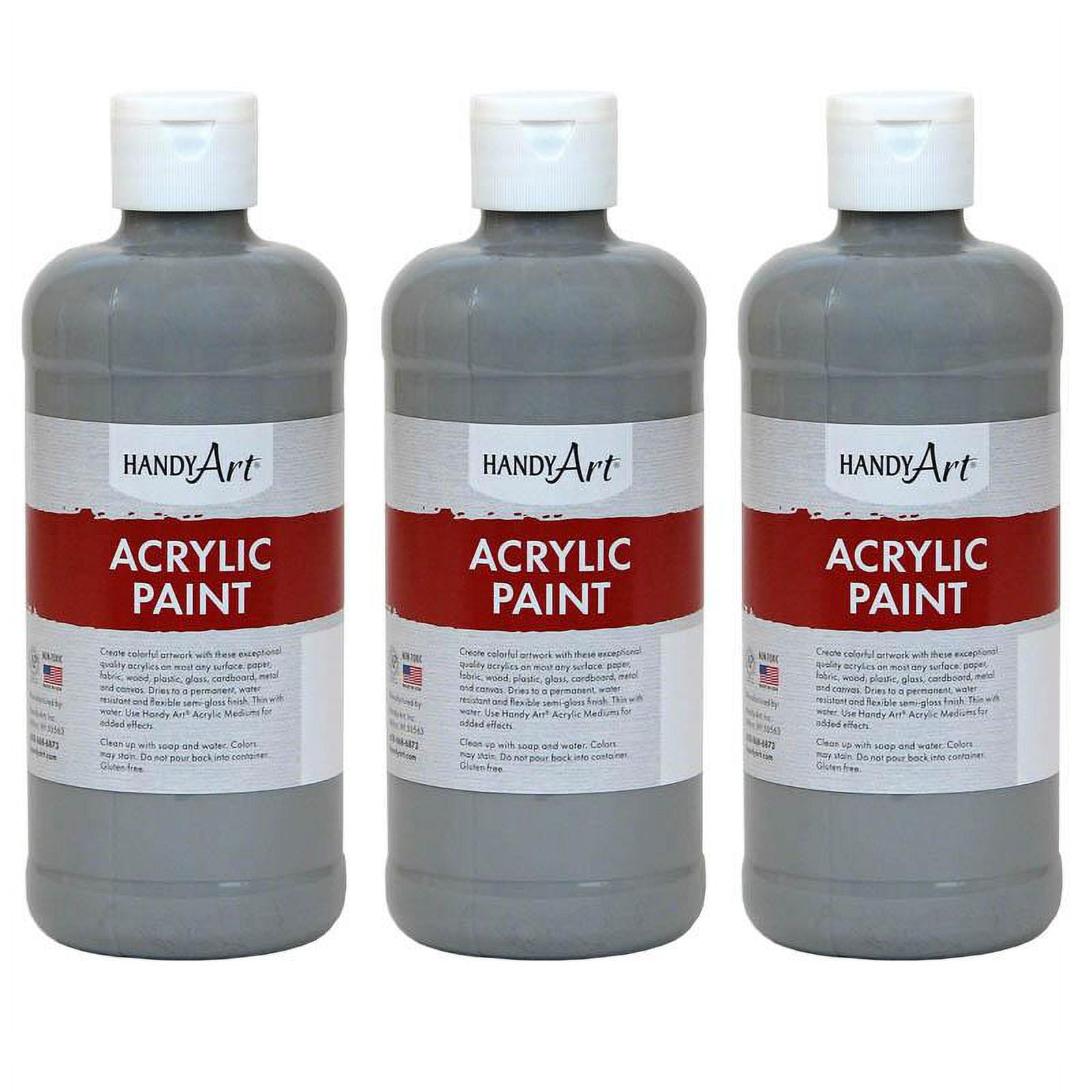 Rock Paint & Handy Art RPC101105-3 16 oz Acrylic Paint, Gray - 3 Each