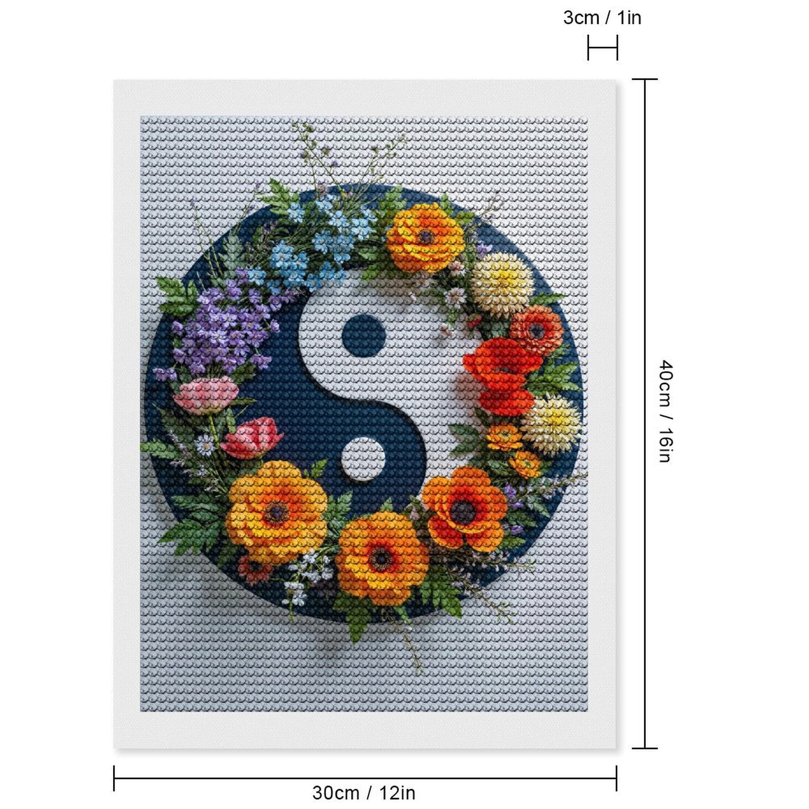 Diamond Art Kits for Adults, Balance Floral Yin Yang Display 5D Diamond Painting Kits for Adults Beginners, DIY Full Drill Diamond Painting, Gem Art and Crafts 12x16