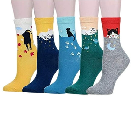 

Socks for Women 5 PairsCartoon Women Students Ladies Striped Warm Sock Funky Socks 5PCS Fun Cute Socks