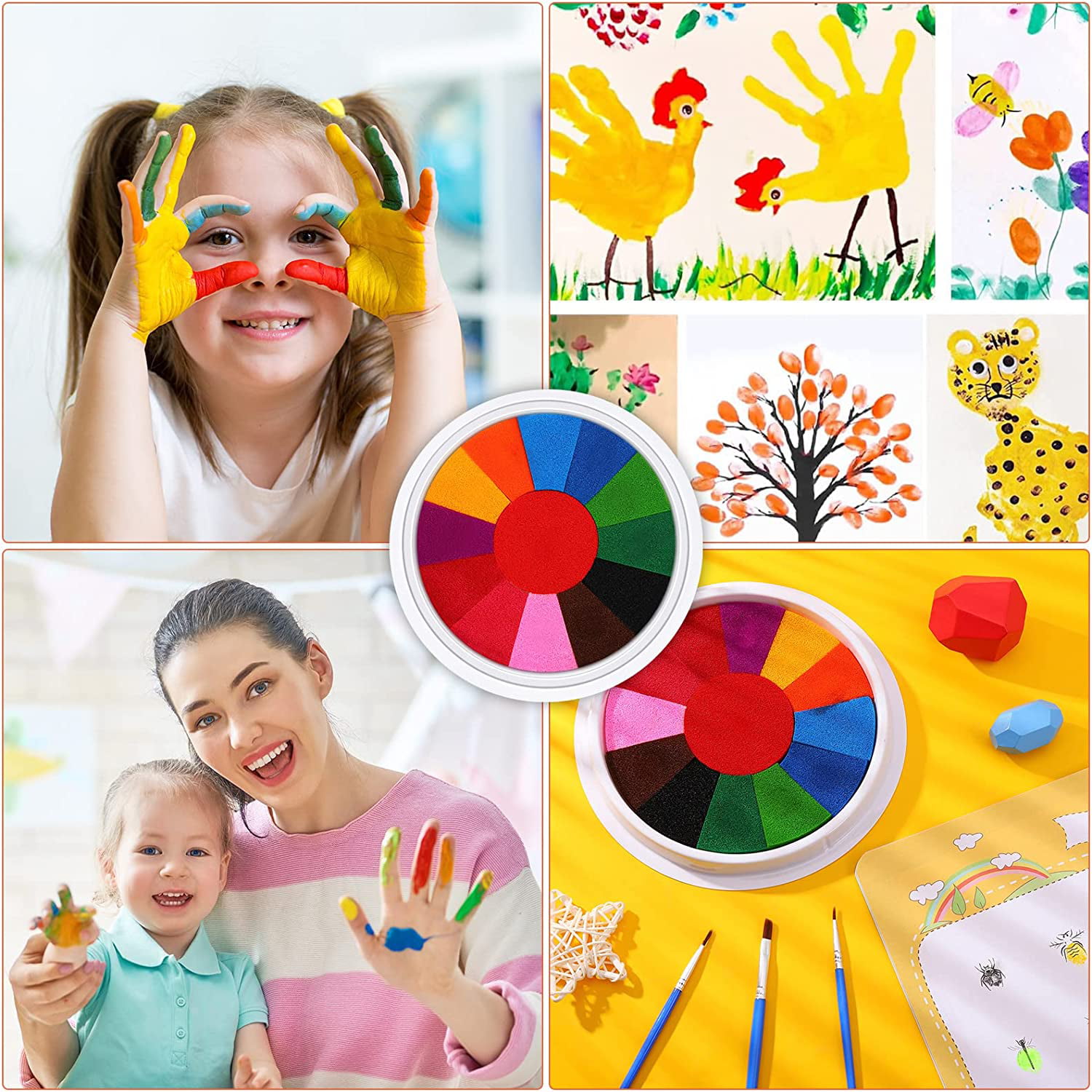 Elainilye Funny Finger Painting Kit Color Washable Finger Drawing for  Toddlers Non-toxic Children's Paints Painting Supplies Christmas Gift Toys  for