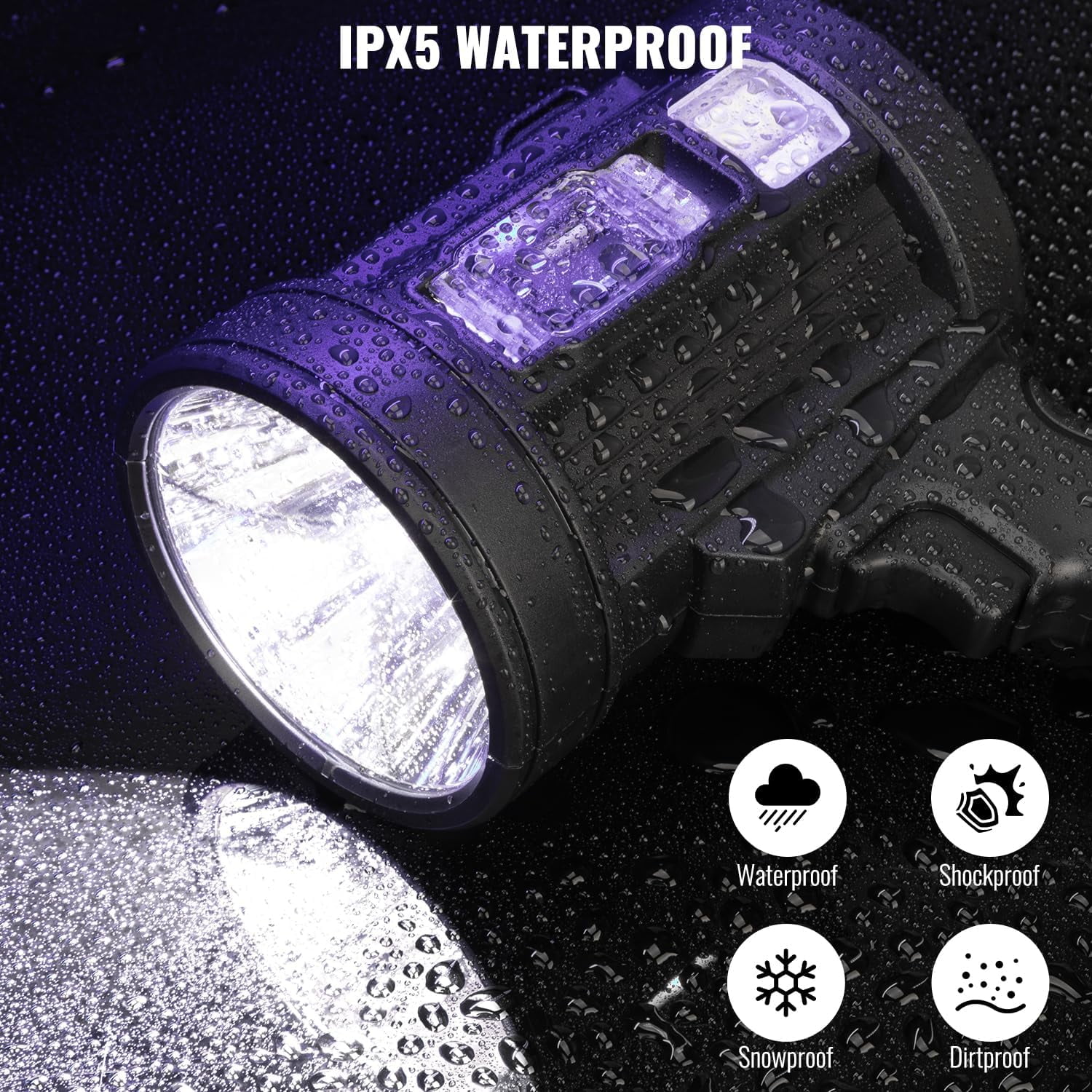Rechargeable Spotlight Flashlight, 99,000 Lumens Spot Light Handheld Spot Lights, LED Spotlights with COB Light,Super Bright Hand Held Spotlight for Boat