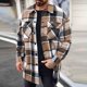 thumbnail image 1 of Blusa y camisa de manga larga con cuello vuelto para hombre, blusa holgada informal a cuadros a la moda con botones y cuello vuelto, blusa de poliéster para hombre, 1 of 3