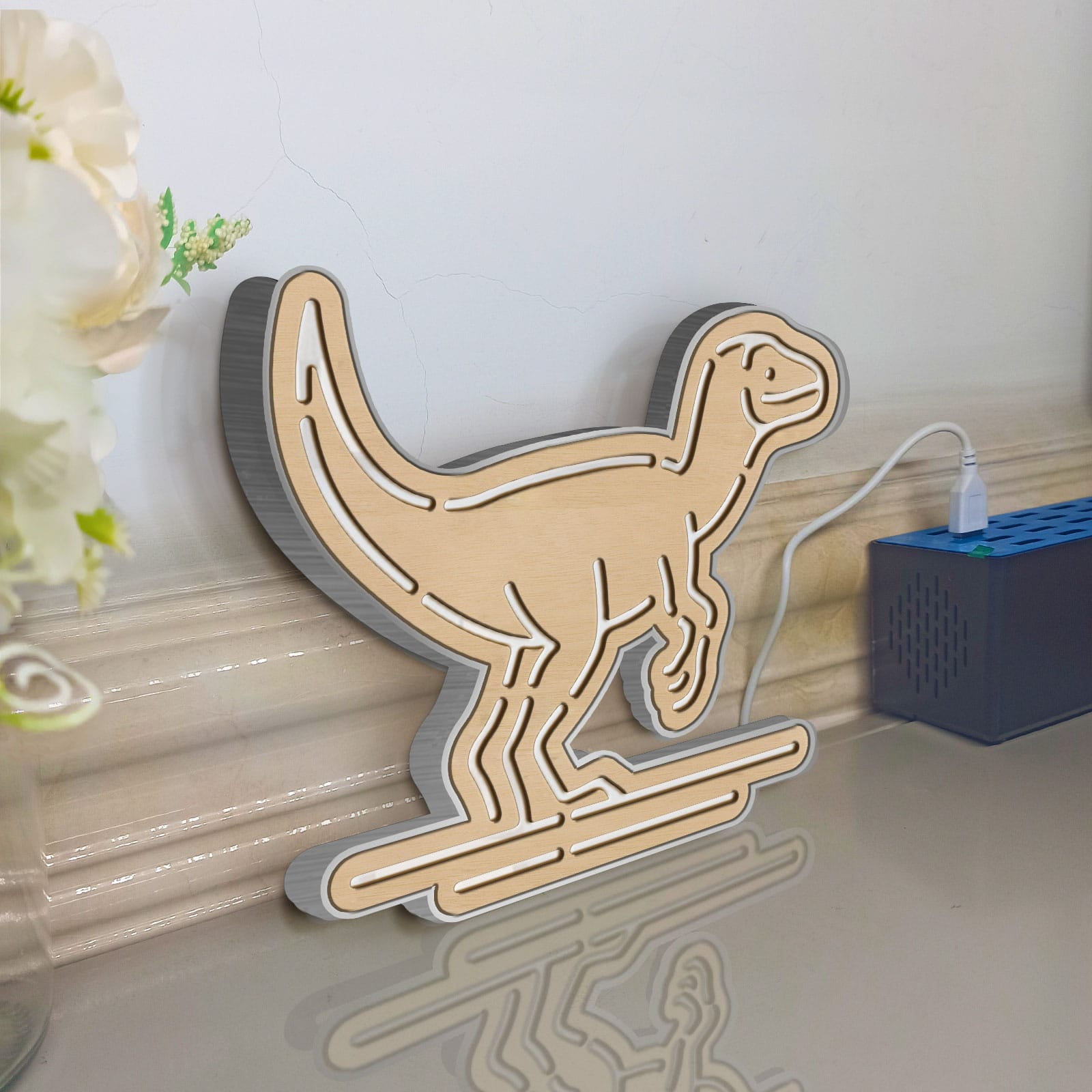 Dinosaur Led Light Box, Dimmable Neon-Like Light Signs USB Power for Wall Decor Bedroom Decoration, RGB Light (WxH) 8"x7"