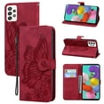 thumbnail image 1 of Women's Butterfly Pattern Wallet Case for Samsung Galaxy A53 6.5 inch, TPU Leather Magnetic Buckle with Card Holder Shockproof Protective Phone Cover for Samsung Galaxy A53 5G, Red, 1 of 7