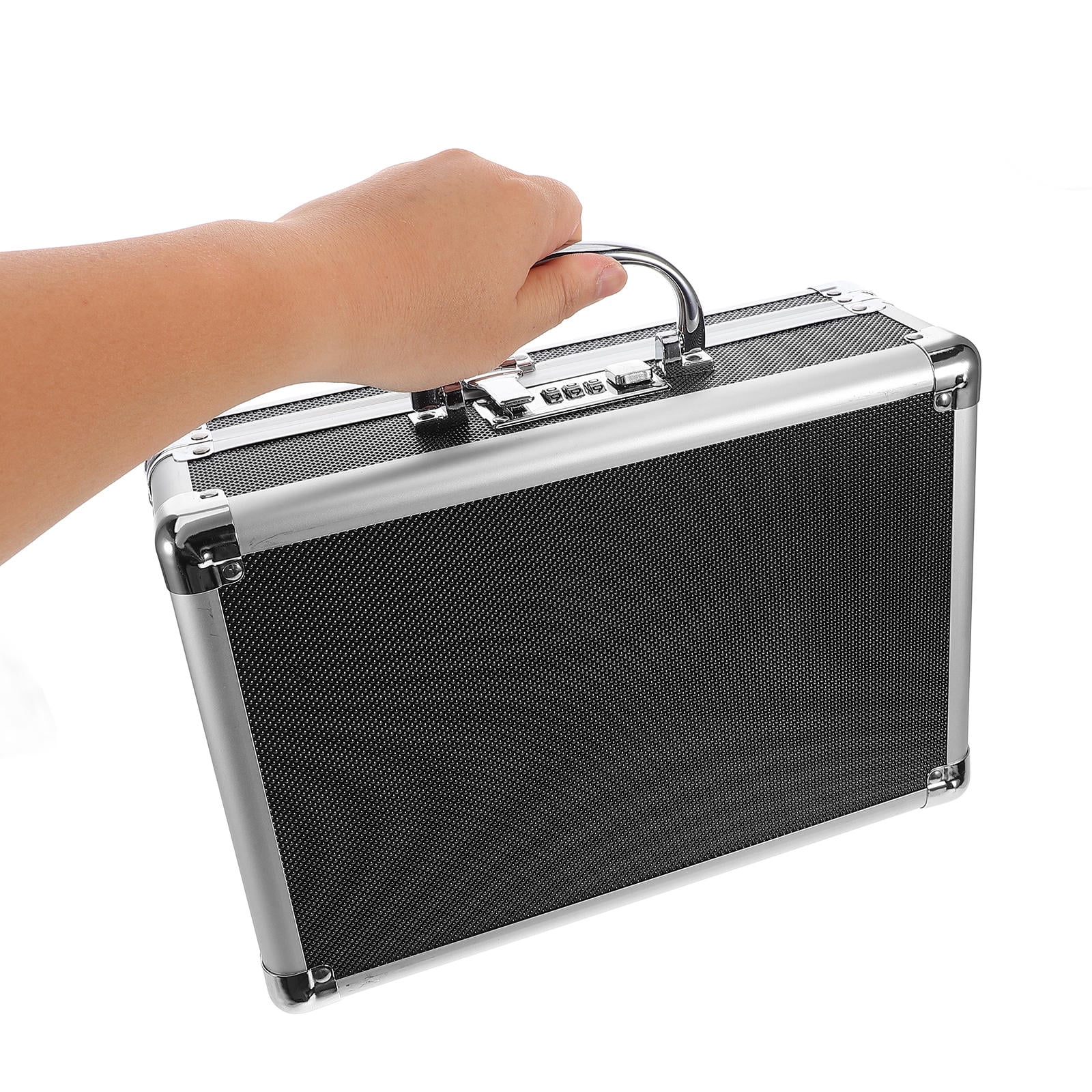 Hytrove Aluminum Briefcase Black 1Pcs 11.4X8.1X3.9in Locking Case Organizer