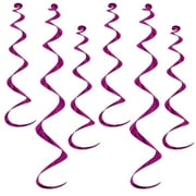 Club Pack of 36 Metallic Cerise Twirly Whirly Hanging Decorations 36"