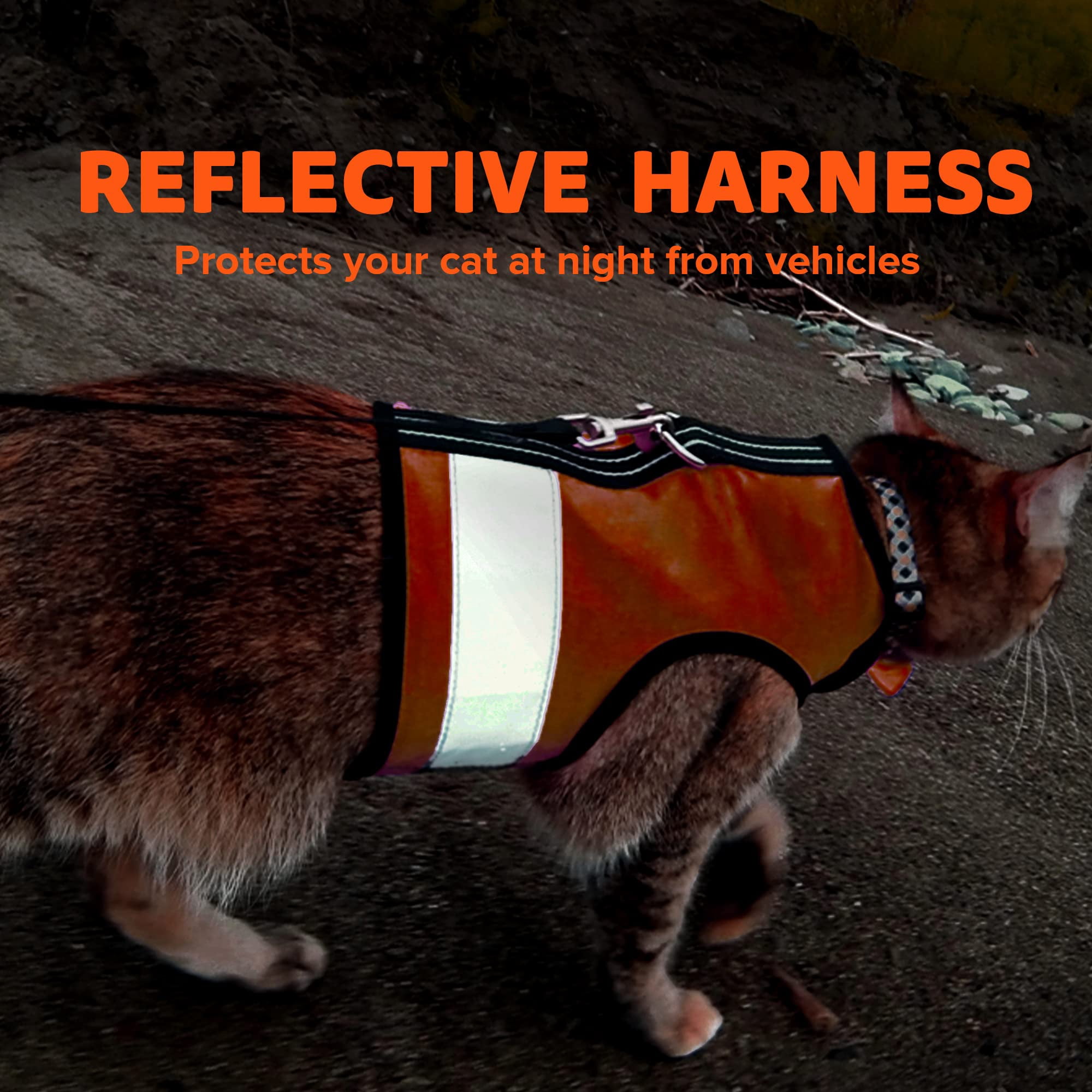 Kitty Holster Reflective Safety Harness (Made in USA) Color: Outrageous Orange, Size: S/M