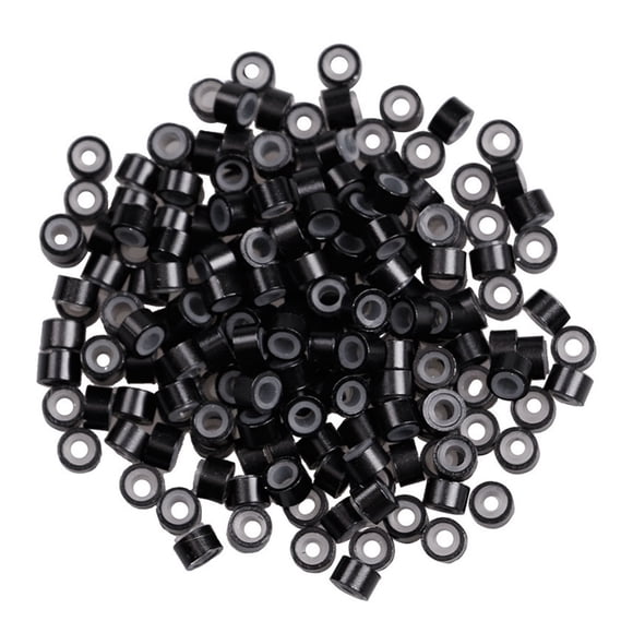 500pcs Wig Silicone Hair Cuffs Braiding Beads Hair Accessory Hair Decoration Filigree Tube (Black)