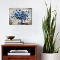 thumbnail image 5 of Farmhouse Blue Flower Canvas Wall Art, Rustic Blue and White Vase Floral Print, Vintage Botanical Artwork for Living Room Bedroom Kitchen Decor, Ready to Hang, 5 of 6