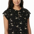 thumbnail image 2 of Buffalo Women's Floral Print Flutter Sleeve Lightweight Woven Top Blouse-Black / S, 2 of 6