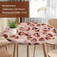 thumbnail image 3 of Pink Ribbon Football Round Tablecloth 45-54 Inch Round Fitted Table Cloth with Elastic Edge, Vintage Modern Game Ball Watercolor Waterproof Table Cover Protector for Outdoor Picnic Party Dining, 3 of 6