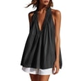 thumbnail image 2 of Favoffer Denim Casual Tank Tops Women's Sleeveless Deep V Neck Solid Shirts Loose Fit Everyday Shirts Summer Daily Outfit, 2 of 9
