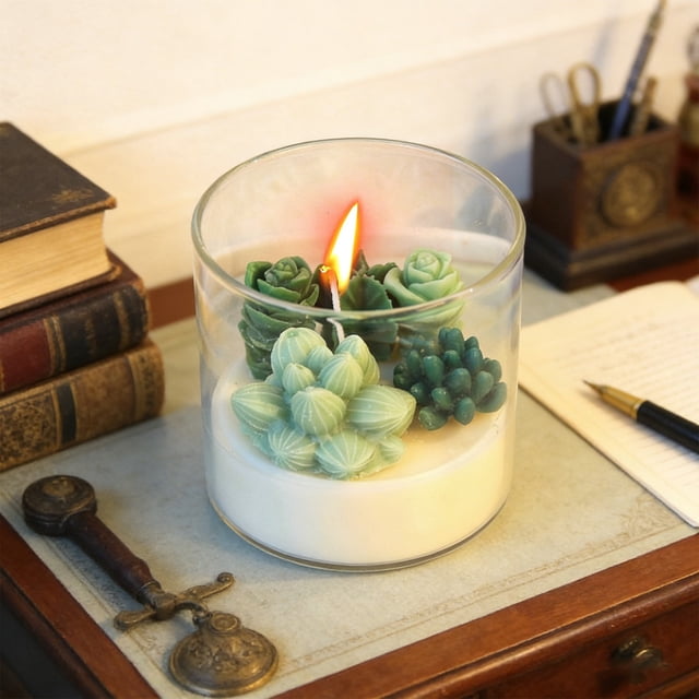 weibbin Imitation Succulents Aromatherapy Candle Home Romantic Gift Incense Cute Decoration Gift