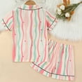 thumbnail image 4 of Bainana Girls 2 Pieces Sleep Outfit Set Cartoon Print Short Sleeve Button Down Shirts And Shorts Set Soft Leisure Toddler Girls Holiday School Daily Loungewear Size 2-3 Years Pink, 4 of 8