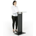 thumbnail image 2 of M&T Displays Tempered Clear Glass Podium with Aluminum Front Panel Black Aluminum Body and Base 43.9 Inch Height Floor Standing Lectern Pulpit Desk, 2 of 8
