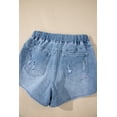 thumbnail image 2 of Women's High Waist Distressed Denim Shorts – Casual Drawstring Blue Jean Bottoms | 10, 2 of 12