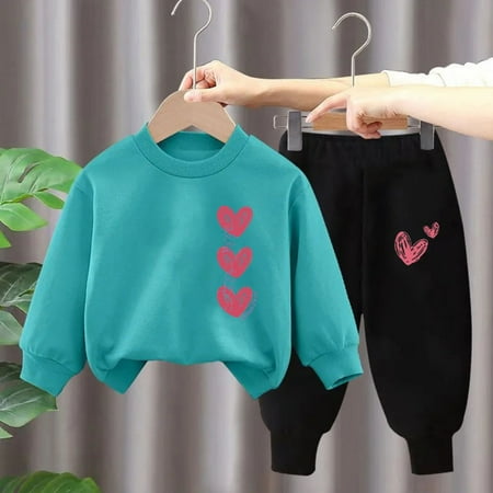 

ATOGUTA Toddler Fall Outfits for Boys Girls Fleece Pullover Tops Drawstring Pants Joggers Casual Fall Outfit Sky Blue Size 3T-10