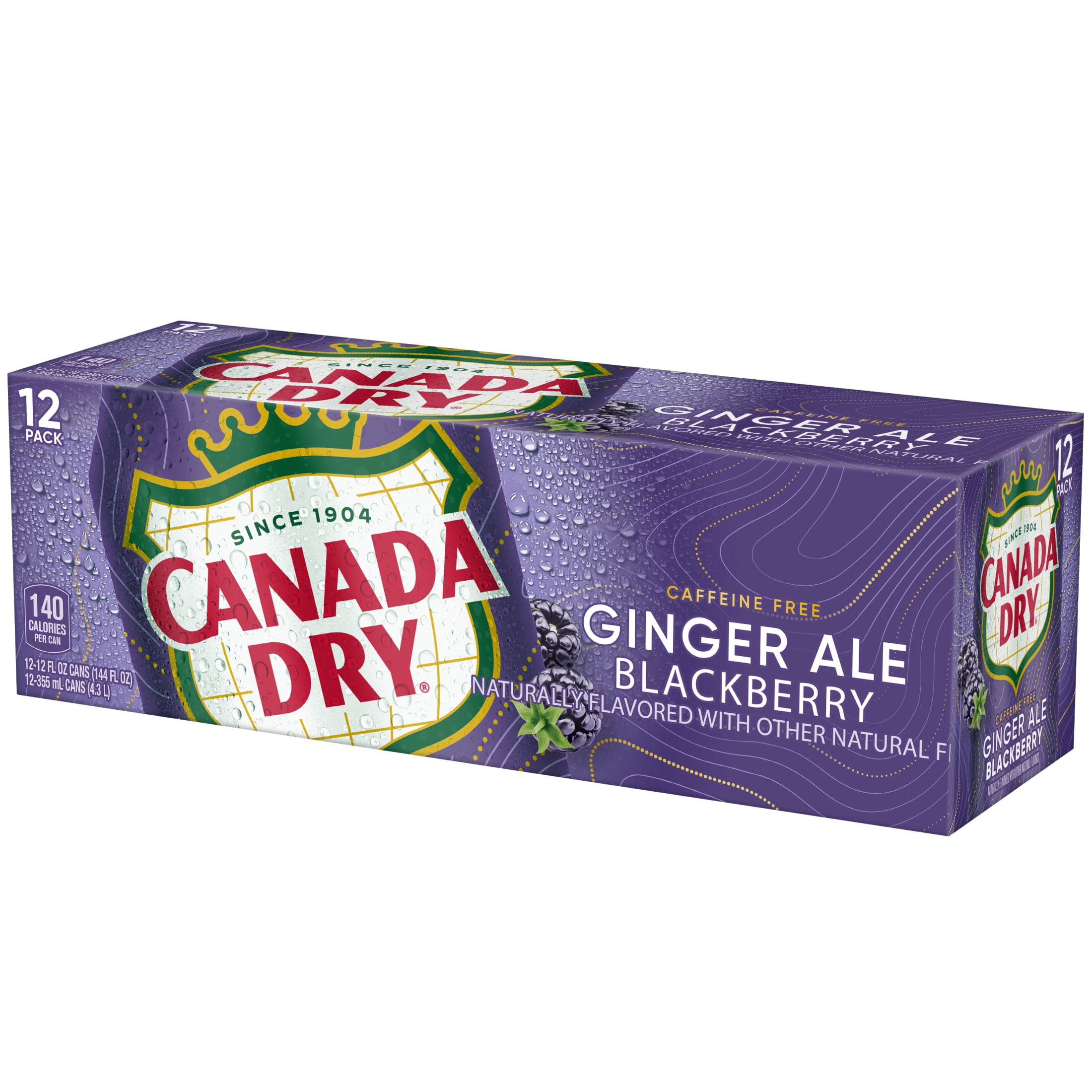 Canada Dry Caffeine Free Blackberry Ginger Ale Soda Pop, 12 fl oz, 12 Pack Cans