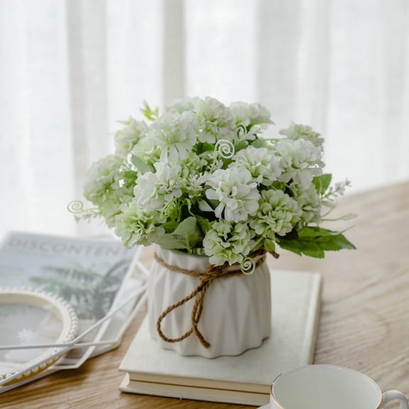 Zhuge Wedding Table Centerpieces, Artificial Faux Silk Flowers with Vase for Decoration, Green C