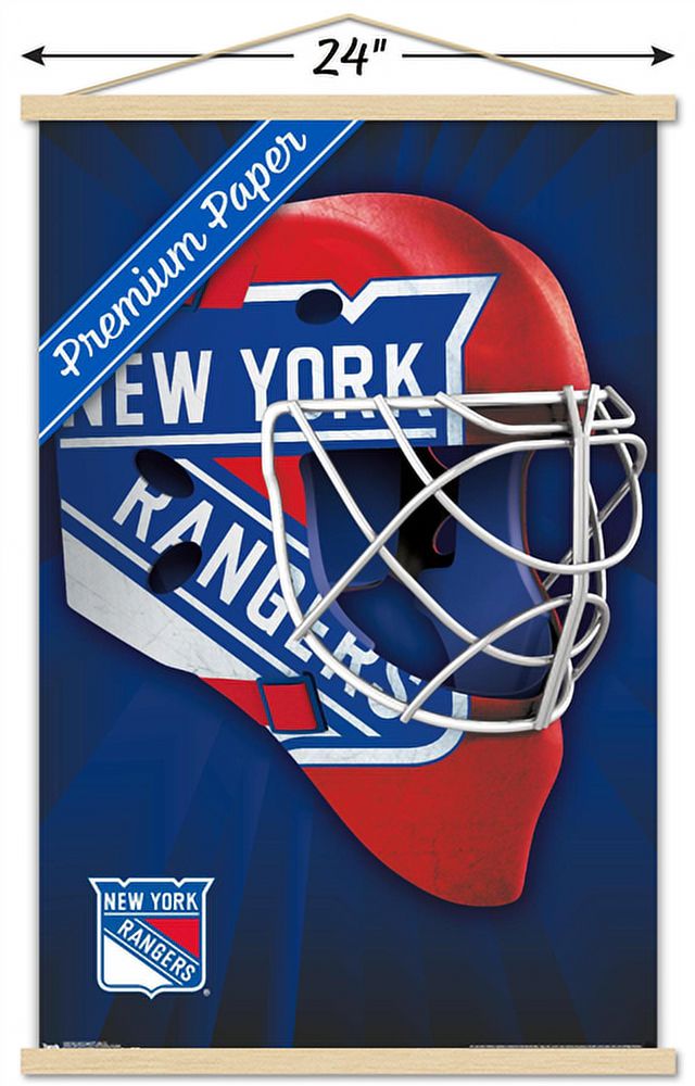 NHL New York Rangers - Mask 16 Wall Poster with Wooden Magnetic Frame, 22.375" x 34"