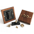 thumbnail image 2 of 2X 86 Type Solid Wood Panel Switch Wall Light Retro Brass Toggle Switch Wood Grain Electrical Switch Socket 1- Switch, 2 of 5