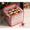 thumbnail image 2 of Plastic Christmas Ornament Storage Box with 2 Sided Dual Zipper Closure - Keeps 64 Holiday Ornaments, Xmas Decorations Accessories, 3" Cube Compartments - Sturdy Flexible Plastic, 2 of 8