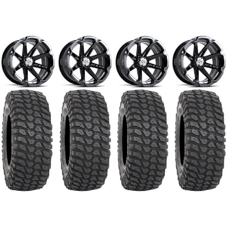 MSA Black Diesel 14 UTV Wheels 30 XCR350 Tires Kawasaki Mule Pro FXT