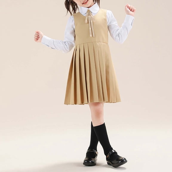 Uniforms Girls Jumper Dress Kick Pleat Sleeveless Dresses Preppy Clothes
