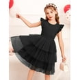 thumbnail image 3 of Oudiya Toddler Girls Fluffy Tutu Dress Tiered Summer Party Sundress Tulle Cute Black Dresses for Kids 2-7Y, 3 of 8