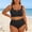 Black, variant on Plus Size Ribbed Two-Piece Swimsuit, V-Neck Double Strap Bikini Top & High Waist Bottom, Tummy Control Bathing Suit for Curvy Women, 6 Colors, Sizes L-4XL