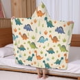 thumbnail image 5 of Beige Dinosaurs Plants Leaves Pattern Hooded Bath Towel，60"x35" for Ages 3 To 12 Kids, Quick Dry Lightweight Soft Microfiber Hood Beach Towel Cover Up for Kids, 5 of 7