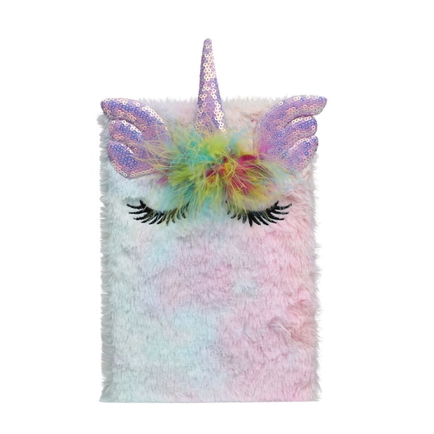 Cuaderno De Unicornio De Peluche Lentejuelas Diario De Unicornio Diario De Peluche Lindo Para Niña Minnieouse EL018017-02