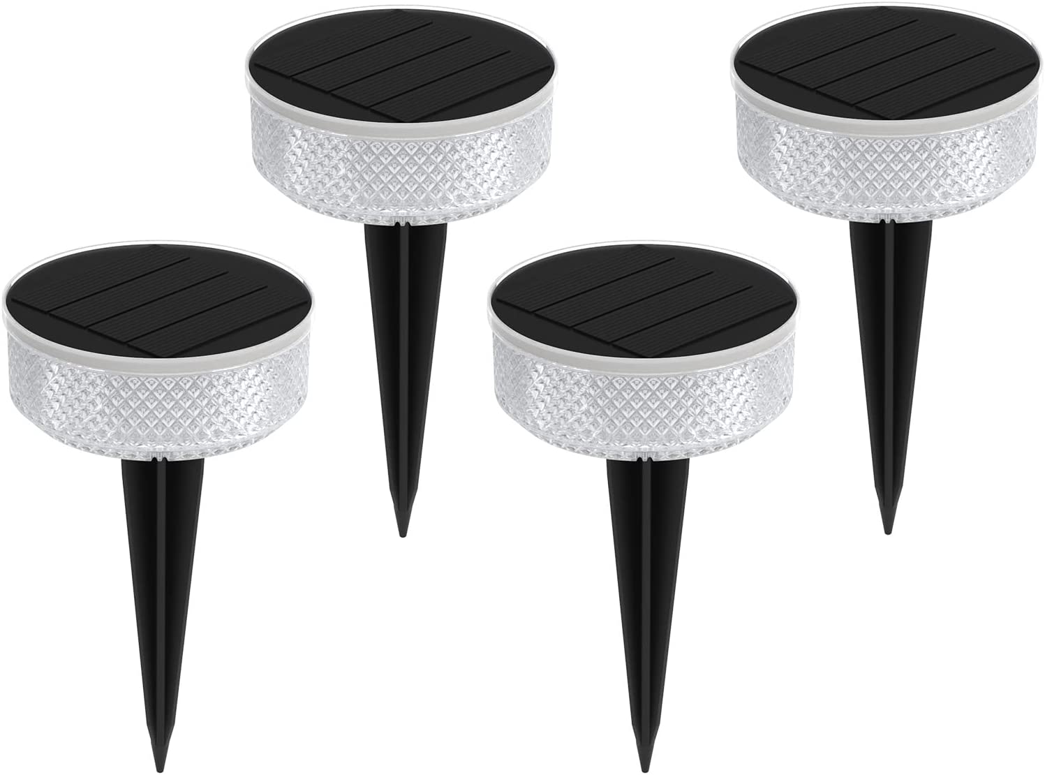 Solar Ground Lights 4 Pack, 8 LED Solar Powe Disk Lights Outdoor
