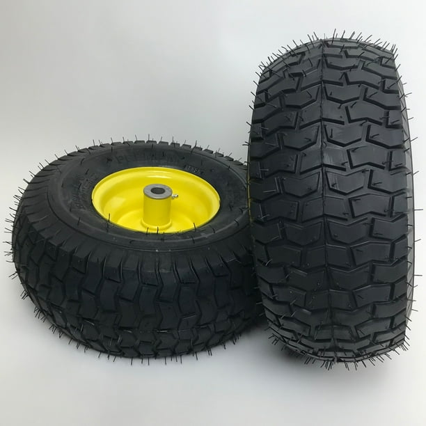 Set of 2 15x6.006 Lawn Mower Tire and Rim Fits on 3/4 Inch Axle