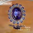 thumbnail image 4 of Boho Big Oval Crystal Ring for Women Golden Flower Statement Ring, 4 of 13