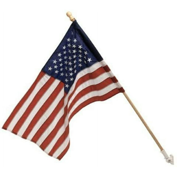 Valley Forge Usa Flag Set Embroidered Stars Sewn Stripes - Outdoor Flag - 2-1/2' X 4'