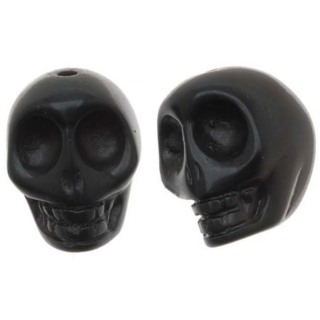 - Black Jasper Gemstone Beads Carved Skulls 14x18mm (10)