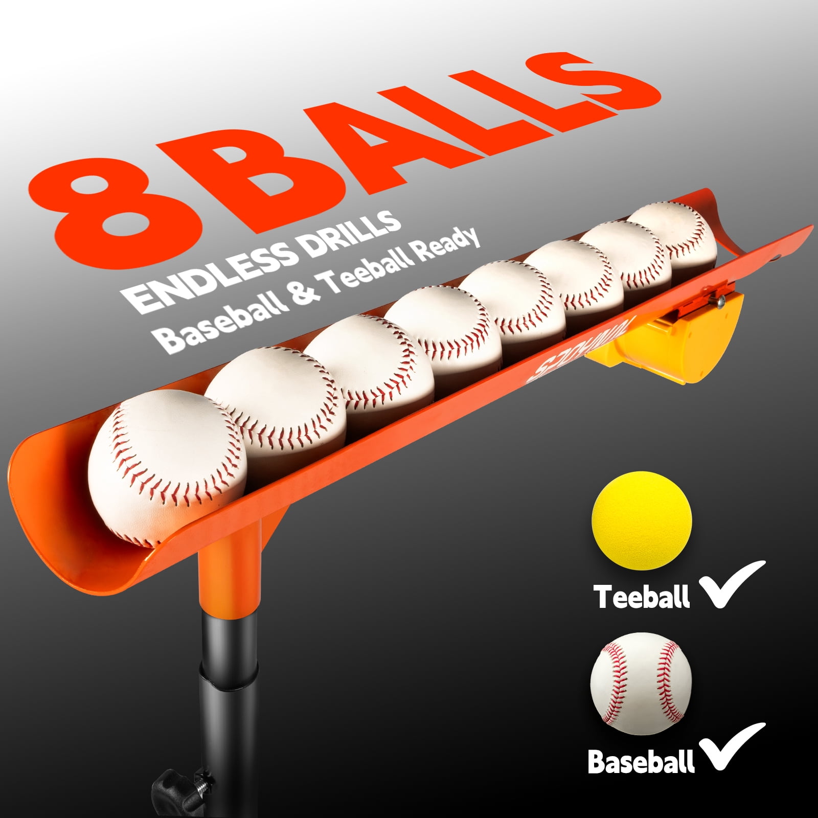 Baseball Auto Soft Toss Trainer with Rebound Net - Adjustable Height (52"-72"), 8-Ball Capacity, 6/8/10s Auto-Drop, Includes Carry Bag - For Baseball & Softball Training