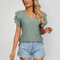 thumbnail image 2 of Kingdiese Womens Summer Casual V Neck Short Sleeve T Shirt Loose Fit Double Layer Sleeve And Collar Top Trashier Shirts, Size XXL, 2 of 4